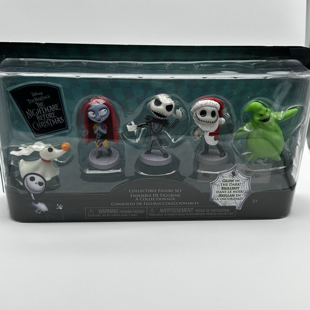 Disney Tim Burton Nightmare Before Christmas Glow in Dark Mini Figure Set NEW